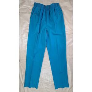 Vtg 80s Teal Pull On Pleated High Tapered Trouser Grandmacore Women Pants Size S